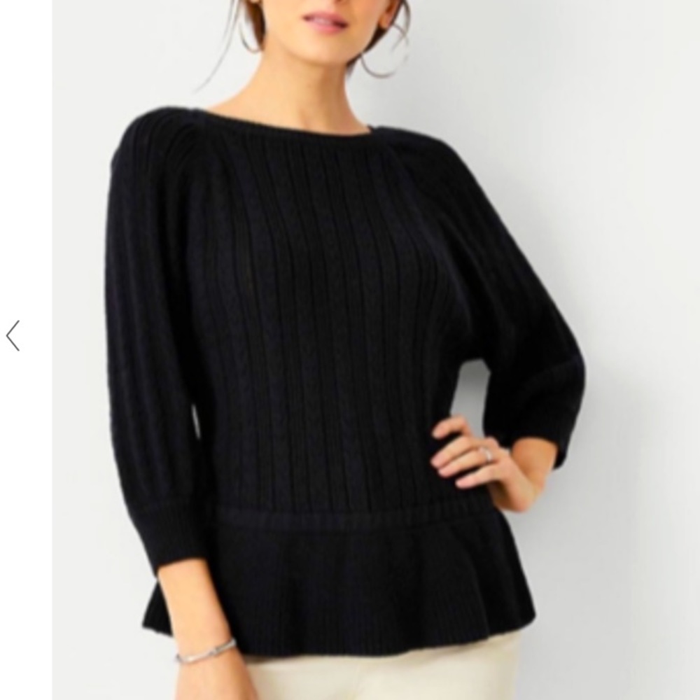 Pointelle Peplum Sweater 
Style #:559781 
Size: Small
Color: Black